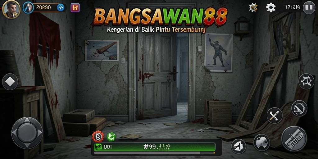 Tangkapan layar gameplay BANGSAWAN88 menampilkan suasana horor yang mencekam.