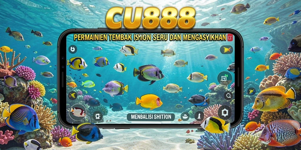 Tampilan gameplay seru dari CU888 saat menangkap ikan dengan berbagai alat.