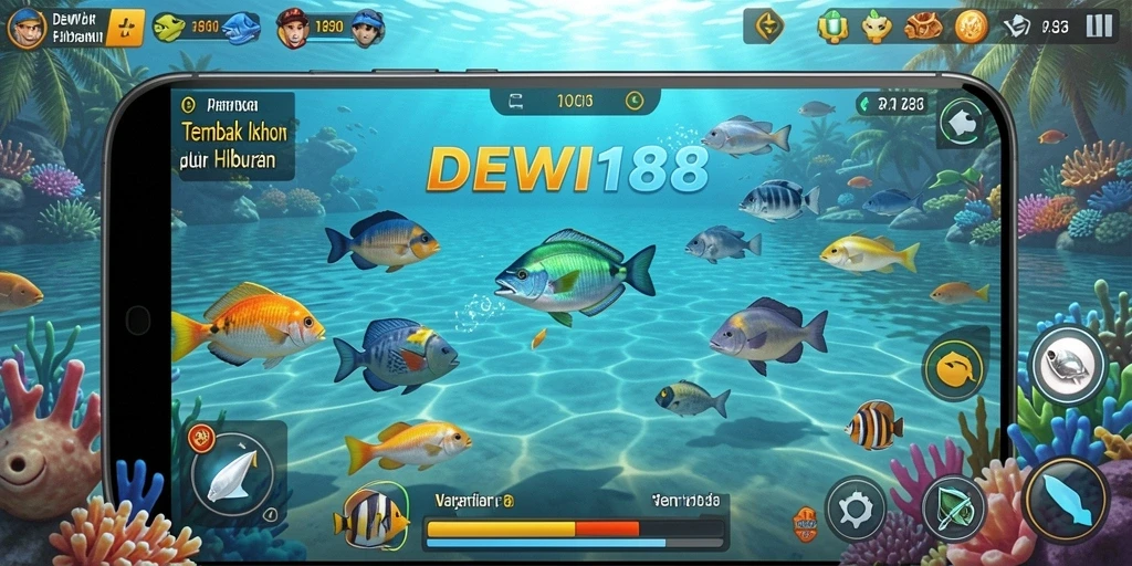 Tampilan gameplay menarik dari DEWI188 saat menembak ikan.