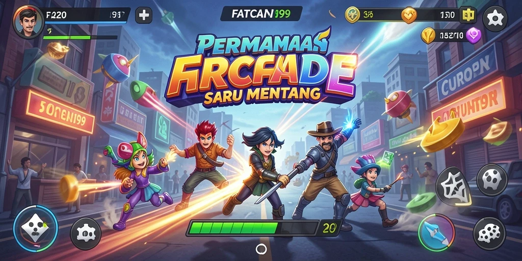 Tangkapan layar utama <strong>FATCAI99</strong> menampilkan aksi gameplay Arcade yang seru.