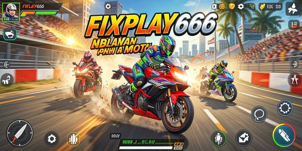 Gameplay FIXPLAY666 yang seru dengan balapan motor menegangkan.