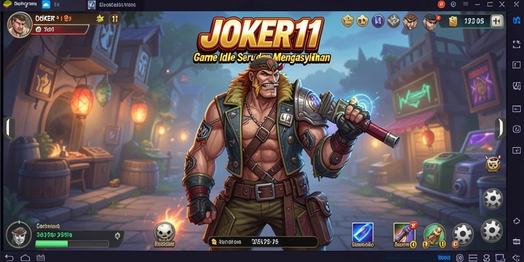 Screenshot gameplay JOKER11 menampilkan karakter yang sedang mengumpulkan sumber daya.