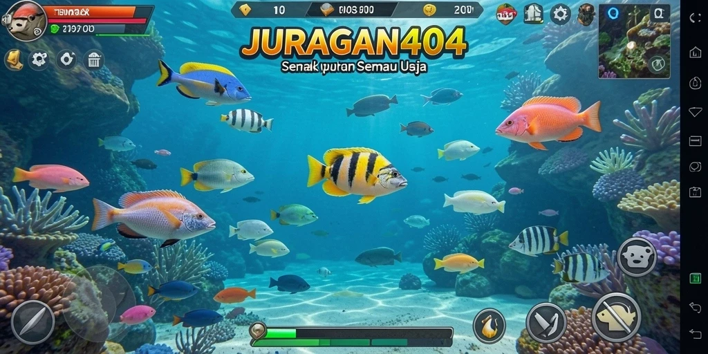 Gameplay menarik dari JURAGAN404 saat menangkap ikan yang beragam.