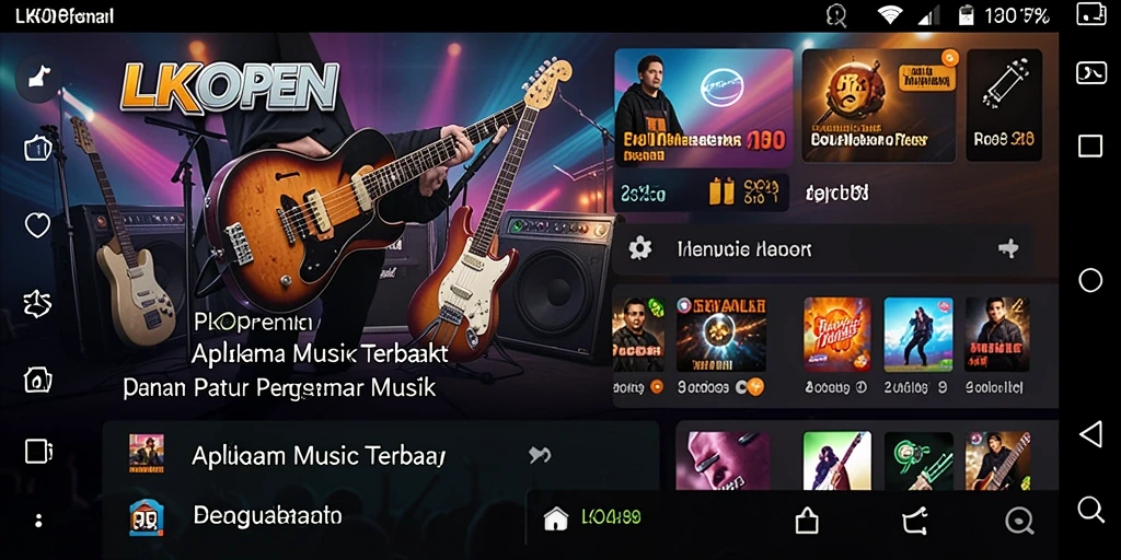 Tampilan gameplay LKOPEN yang menarik dengan berbagai pilihan musik.