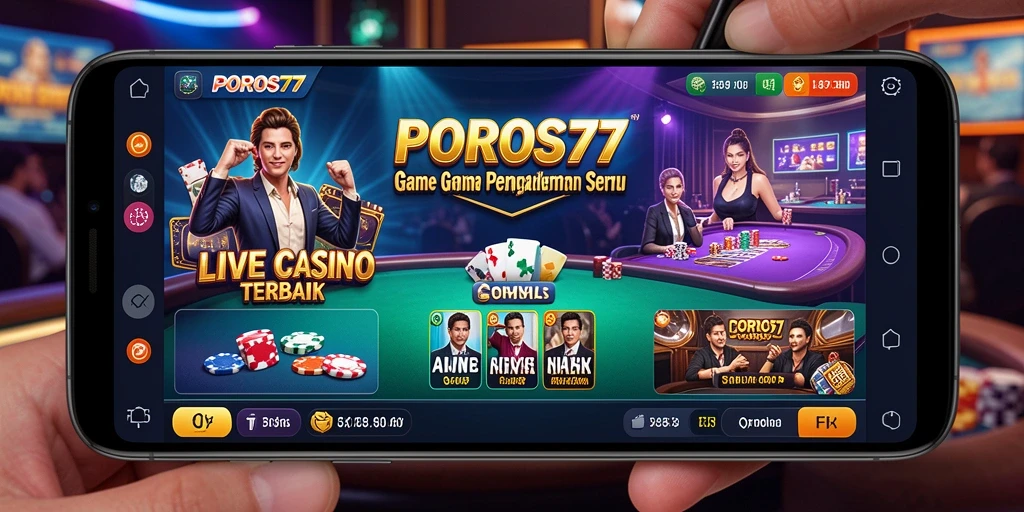 Screenshot gameplay POROS77 yang menunjukkan suasana permainan Live Casino.