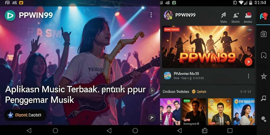 Screenshot PPWIN99 menampilkan antarmuka aplikasi musik yang menarik.