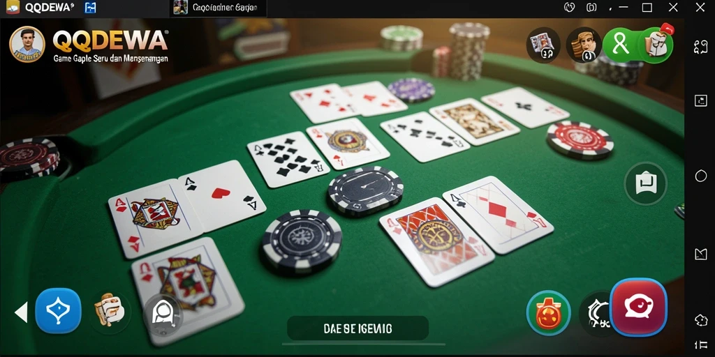 Screenshot gameplay QQDEWA yang menampilkan suasana bermain Gaple yang seru.