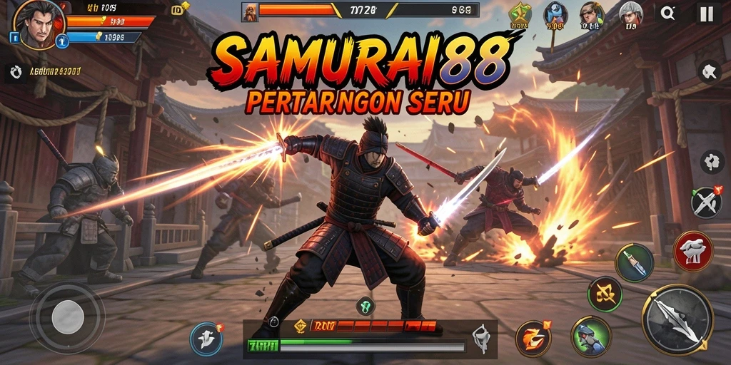 Tampilan aksi mendebarkan dalam <strong>SAMURAI88</strong> saat pertarungan berlangsung.