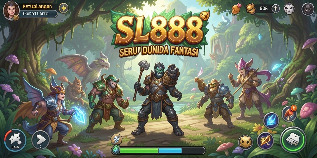 Tampilan screenshot utama SL888 menampilkan aksi petualangan yang mendebarkan.