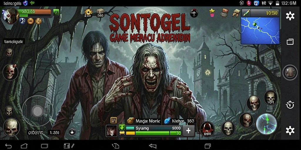 Tangkapan layar gameplay menegangkan dari SONTOGEL dengan nuansa horor yang kental.