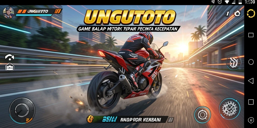 Tampilan gameplay balap motor yang mendebarkan di UNGUTOTO.