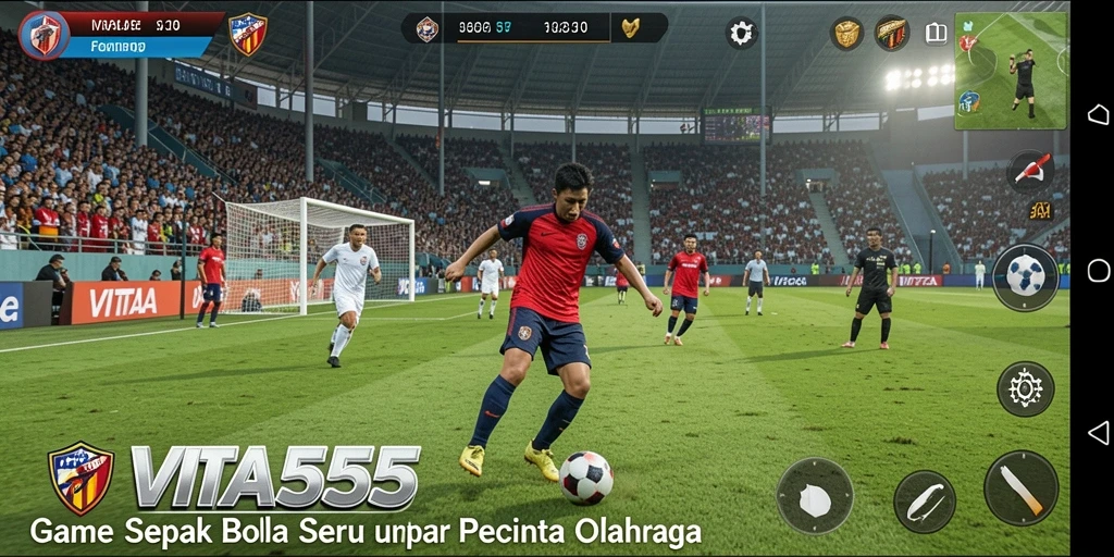 Tampilan gameplay <strong>VITA555</strong> yang penuh aksi di lapangan sepak bola.