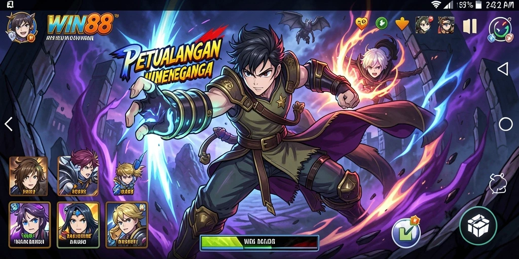 Tampilan gameplay <strong>WIN88</strong> yang penuh aksi dan karakter yang colorful.